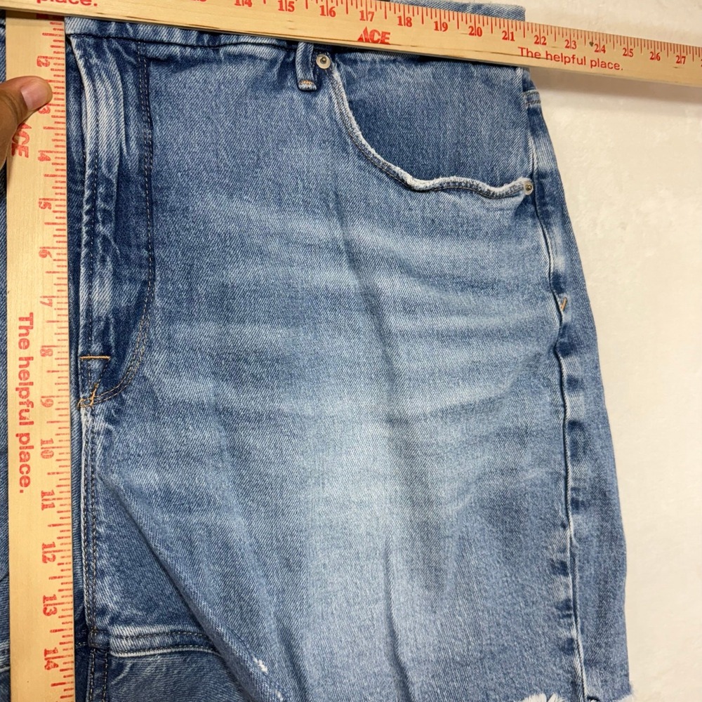 Good American 20W Plus Good Icon Denim Shorts Retro Distress Ripped Summer Beach - Picture 7 of 12